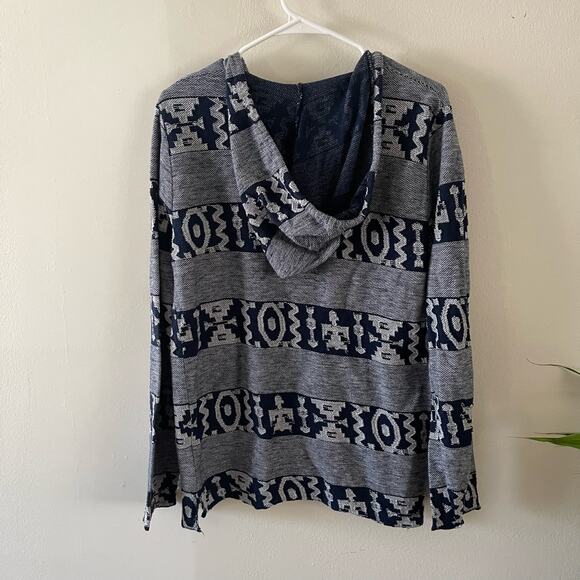 Obey Propaganda Baja Hoodie Womens Medium Blue Striped Pullover Boho Surf Skate - Picture 2 of 9